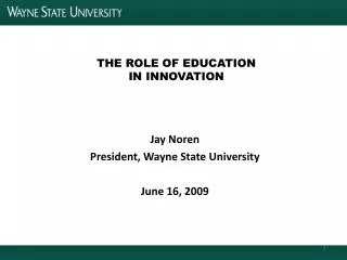 THE ROLE OF EDUCATION IN INNOVATION