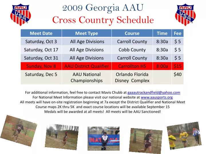 PPT 2009 AAU Cross Country Schedule PowerPoint Presentation