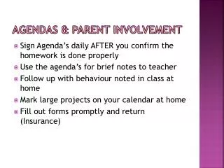 Agendas &amp; Parent Involvement