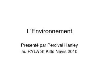 l environnement