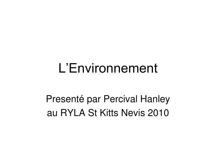 l environnement