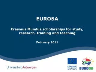 EUROSA Erasmus Mundus scholarships for study, research, training and teaching February 2011