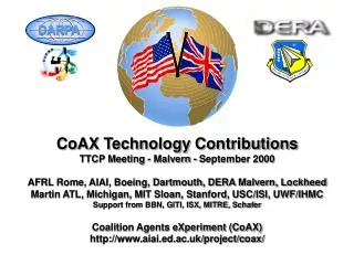 CoAX Technology Contributions TTCP Meeting - Malvern - September 2000
