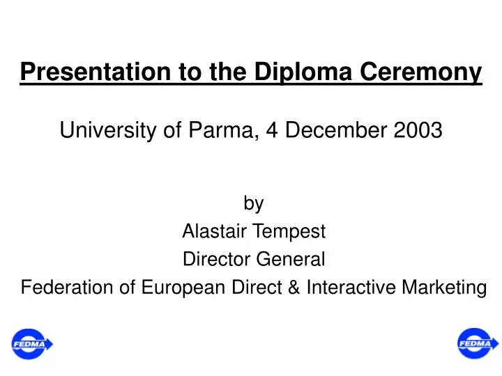 presentation to the diploma ceremony university of parma 4 december 2003