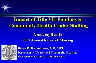 Impact of Title VII Funding on Community Health Center Staffing