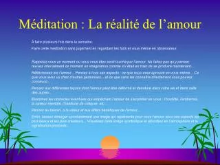 m ditation la r alit de l amour