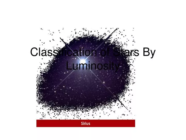 classification of stars by luminosity