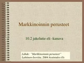 markkinoinnin perusteet
