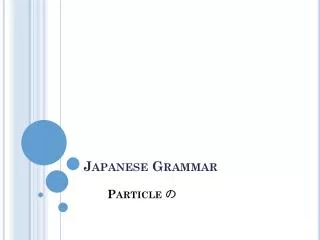 Japanese Grammar