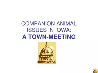 COMPANION ANIMAL ISSUES IN IOWA: A TOWN-MEETING