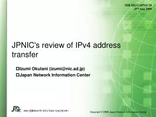 JPNIC's review of IPv4 address transfer
