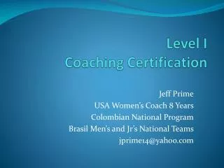 Level I Coaching Certification