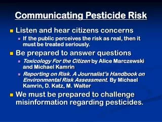 Communicating Pesticide Risk