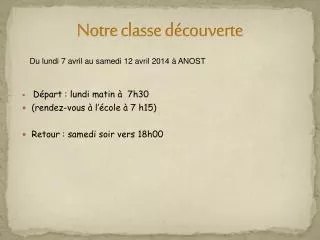 notre classe d couverte
