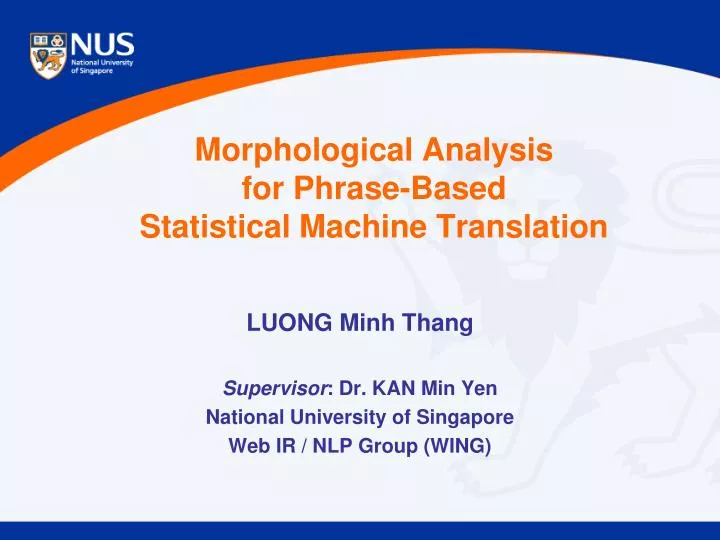 morphological analysis for phrase based statistical machine translation