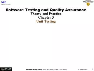 Software Testing and Quality Assurance Theory and Practice Chapter 3 Unit Testing