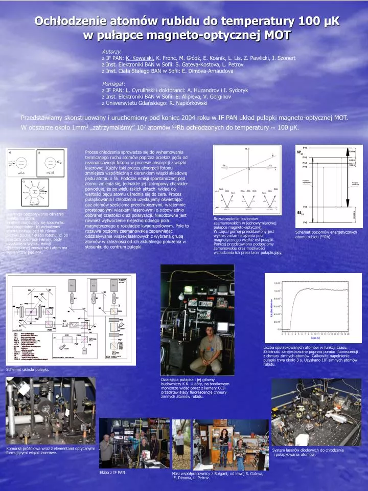 och odzenie atom w rubidu do temperatury 100 k w pu apce magneto optycznej mot