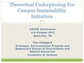 Theoretical Underpinning For Campus Sustainability Initiatives