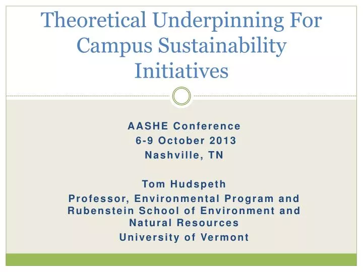 theoretical underpinning for campus sustainability initiatives