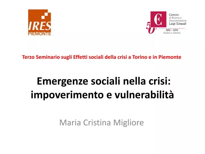 emergenze sociali nella crisi impoverimento e vulnerabilit