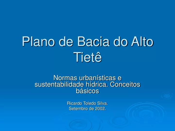 plano de bacia do alto tiet