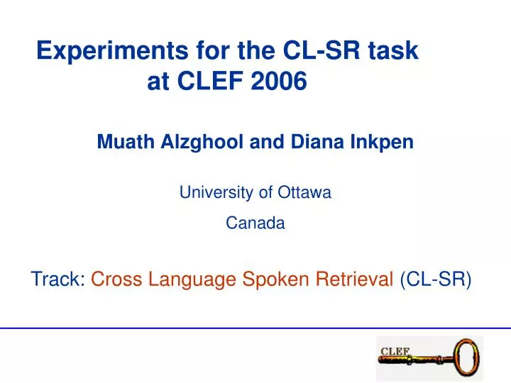 experiments for the cl sr task at clef 2006