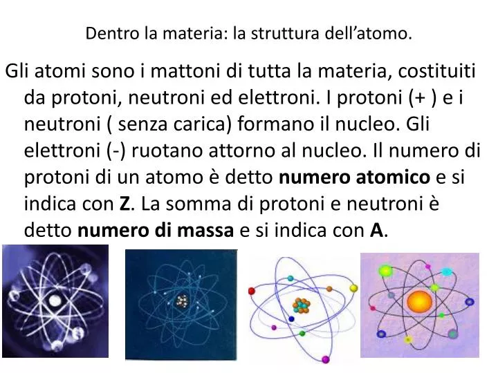 dentro la materia la struttura dell atomo