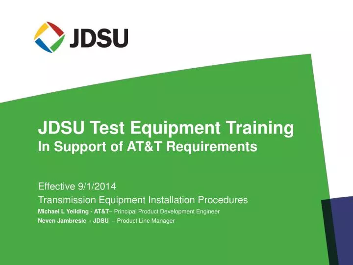 jdsu test equipment training in support of at t requirements
