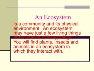 An Ecosystem