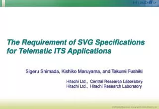 The Requirement of SVG Specifications for Telematic ITS Applications