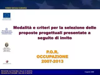 modalit e criteri per la selezione delle proposte progettuali presentate a seguito di invito