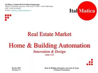 Real Estate Market Home &amp; Building Automation Innovation &amp; Design (slide 1/21)