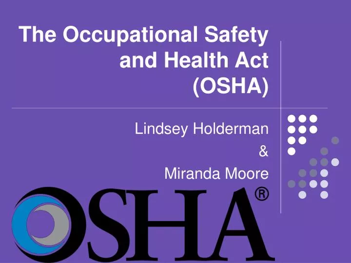 occupational health and safety act presentation