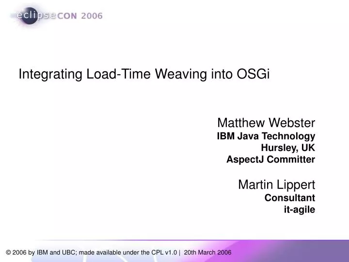 integrating load time weaving into osgi