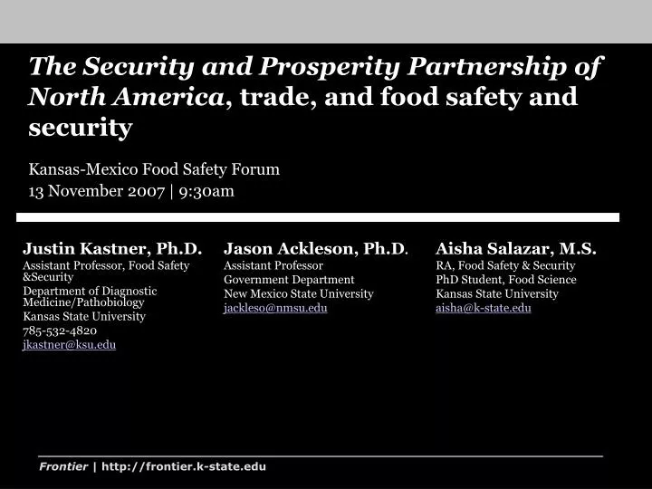 the security and prosperity partnership of north america trade and food safety and security