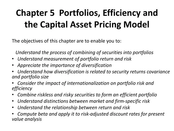 chapter 5 portfolios efficiency and the capital asset pricing model