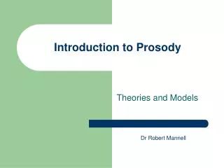Introduction to Prosody
