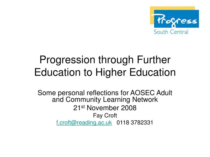 progression through further education to higher education