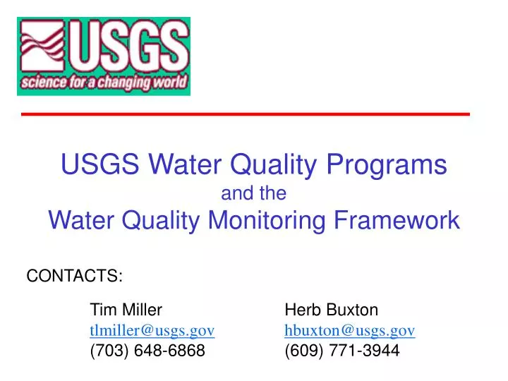 usgs water quality programs and the water quality monitoring framework