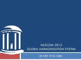 HazCom 2012 Global Harmonization System