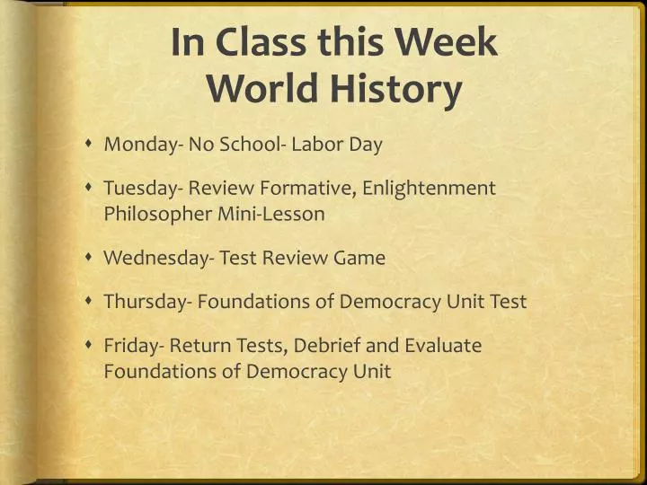 in class this week world history