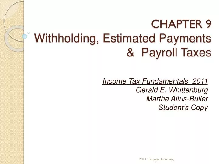 chapter 9 withholding estimated payments payroll taxes