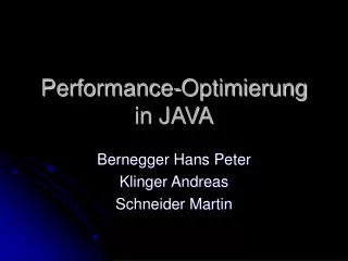 performance optimierung in java