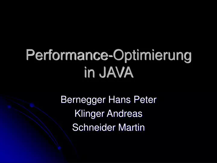 performance optimierung in java