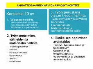 Koneistus 10 ov 1. Työprosessin hallinta Suunnitelmallinen työskentely