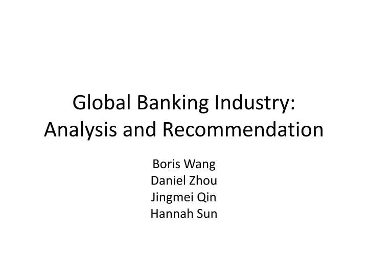 global banking industry analysis and recommendation