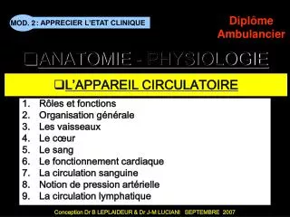l appareil circulatoire