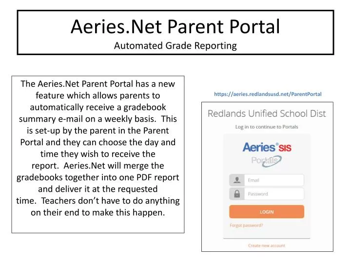 aeries net parent portal automated grade reporting