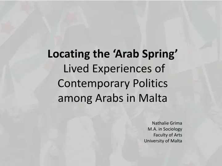 locating the arab spring lived experiences of contemporary politics among arabs in malta