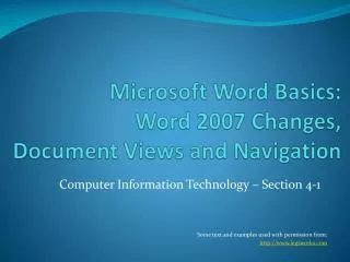 Microsoft Word Basics: Word 2007 Changes, Document Views and Navigation
